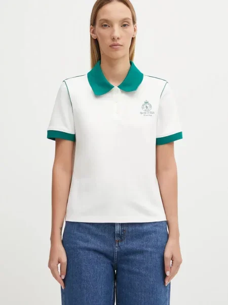 Πόλο Sporty & Rich Crown Pique άσπρο λευκό