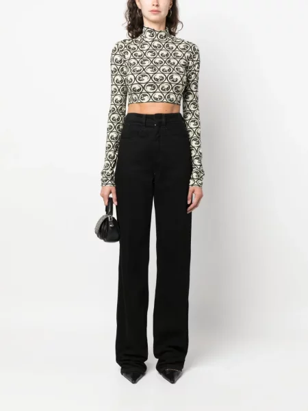 Cropp top Off-white cu imagine alb