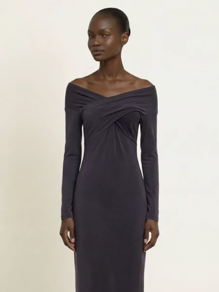 Allsaints Jerseyové Šaty Delta tmavě šedá