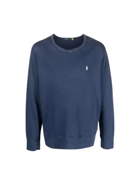 Lekka bluza Ralph Lauren z długim rękawem z okrągłym dekoltem niebieska
