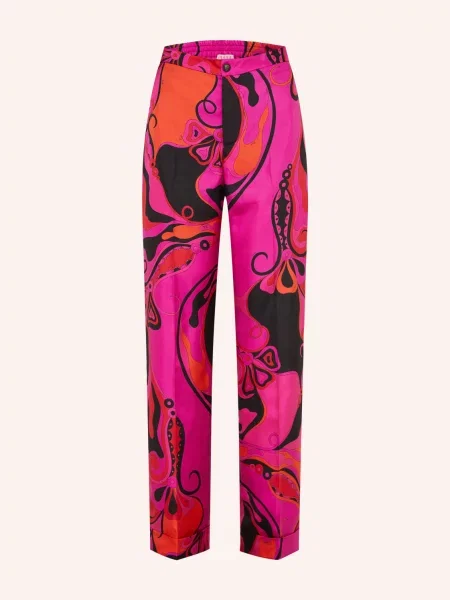 Pucci Spodnie Jedwabne pink czarne