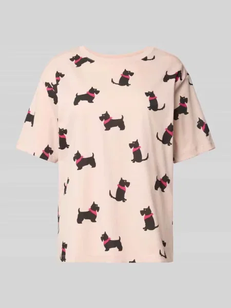 Góra od piżamy ze wzorem na całej powierzchni i okrągłym dekoltem Jake*s Casual różowa