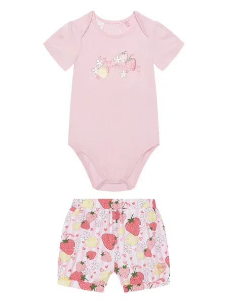 Guess Set body și pantaloni scurți roz