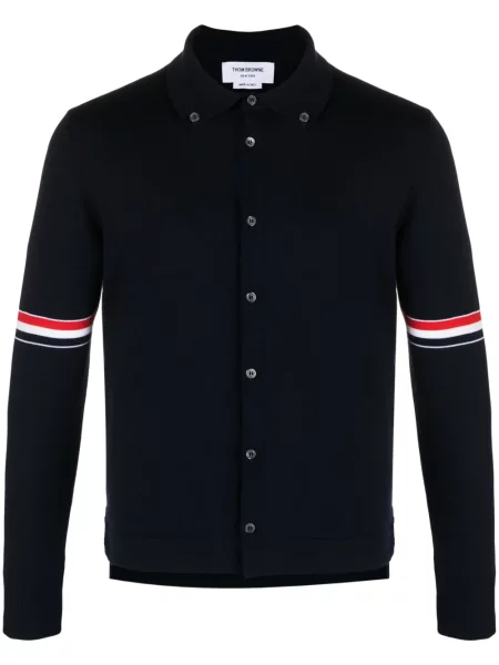 Вълнена жилетка Thom Browne на райета синьо