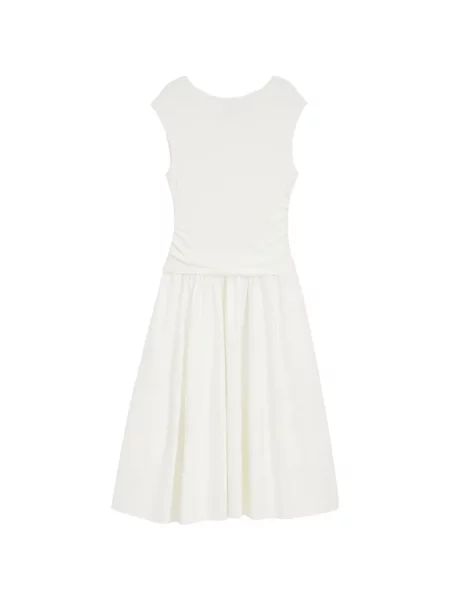 Rochie midi Boss cu volane alb