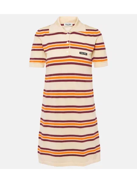 Svilen črtasta obleka Miu Miu s črtami