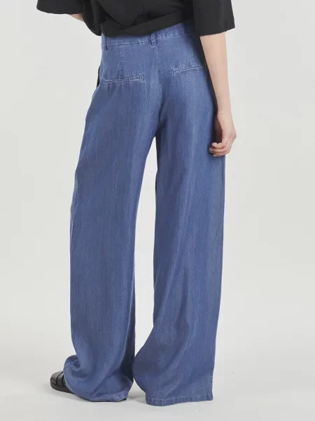 JDY Plisované nohavice JASPER denim modrá