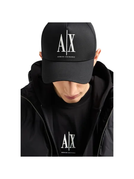 Armani Exchange baseball sapka nyomott mintás fekete