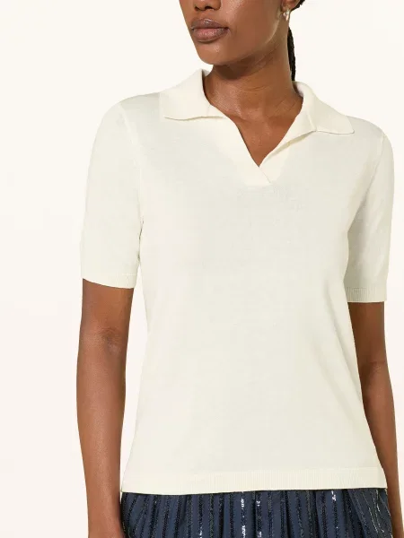 Weekend Max Mara Pletené Polo Tričko Roncolo S Hedvábím režná