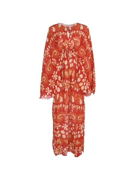 Rochie Cala De La Cruz cu imagine cu imprimeu abstract evazată roșu