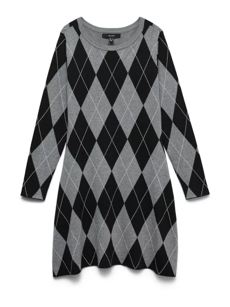 VERO MODA Rochie tricotat VMSILJE gri amestecat / negru alb