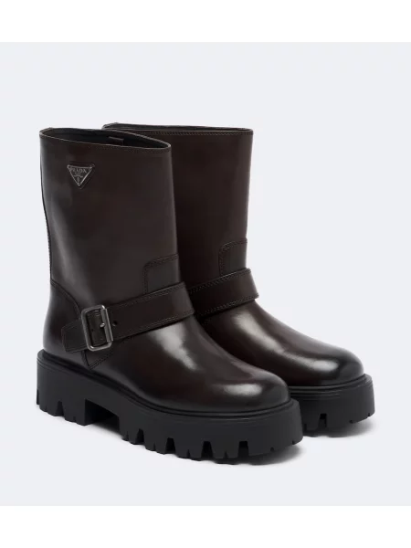 Botine Prada din piele maro