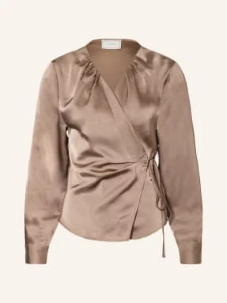 Neo Noir Bluzka Kopertowa Caprina Z Satyny beige beżowa