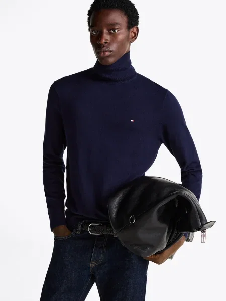 TOMMY HILFIGER Pulover bleumarin / roși aprins alb