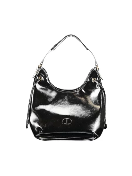 Lniana torebka hobo Twinset czarna