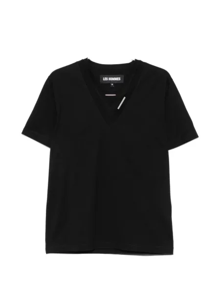 Tricou Les Hommes Urban cu decolteu în V cu autograf negru