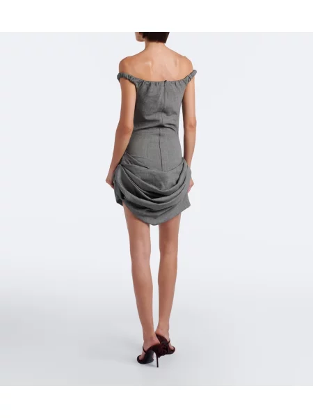 Rochie Magda Butrym de lână cu model herringbone gri