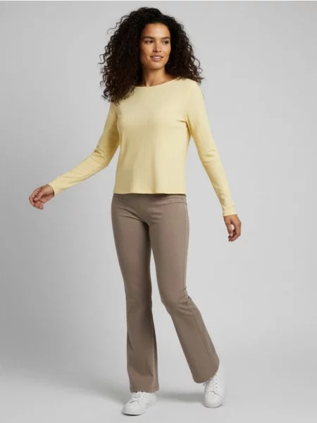 Рифлена блуза з довгими рукавами жовтий