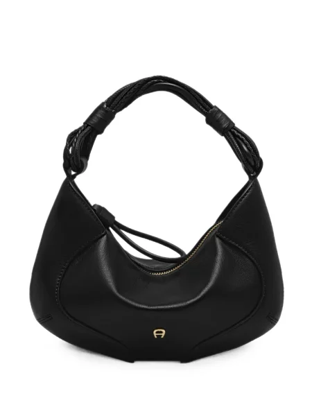 Geantă shopper Aigner din piele țesută negru
