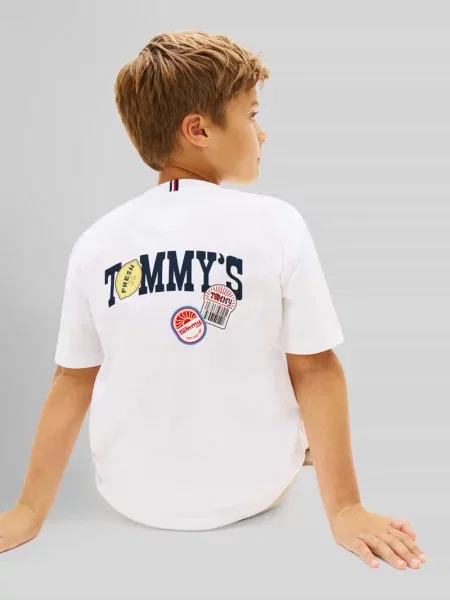 Męski t-shirt o kroju regular fit z czystej bawełny Tommy Hilfiger Teens biała
