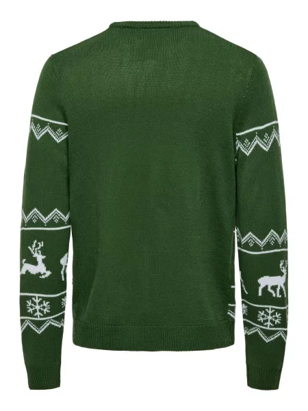 Only & Sons Pulover ONSXmas verde alb