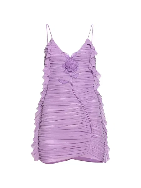 Rochie mini David Koma cu volane din dantelă violet