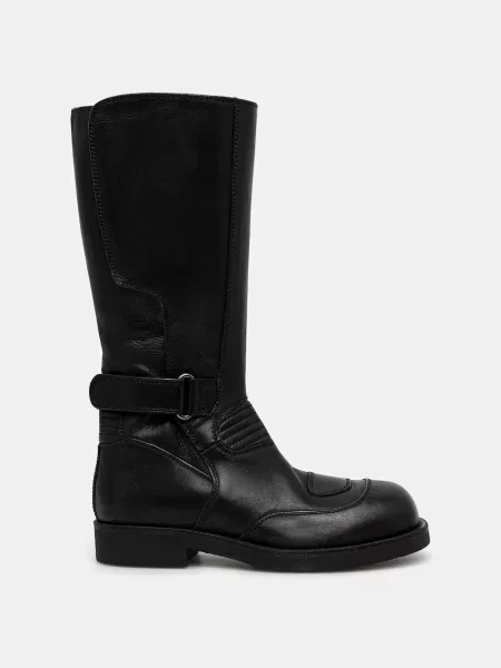 Maison Margiela ghete de piele cu plat negru