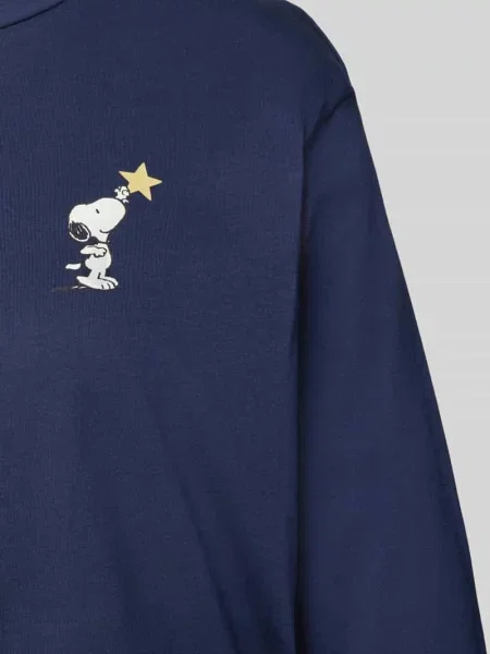 Góra od piżamy z nadrukiem Peanuts z czystej bawełny Jake*s Casual granatowa