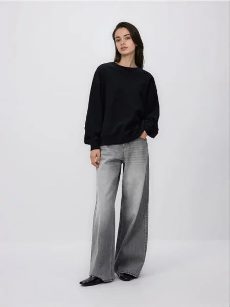 Reserved Однотонний світшот з високим вмістом чорний