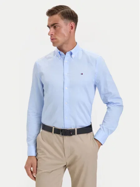 Tommy Hilfiger Koszula Flex Dobby jasny niebieski