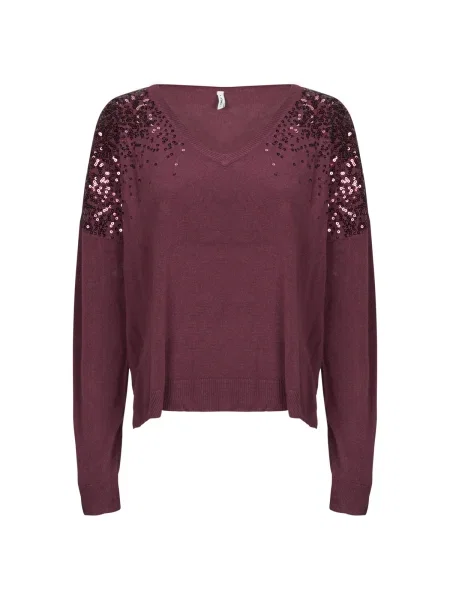 Pulover Only cu paiete violet