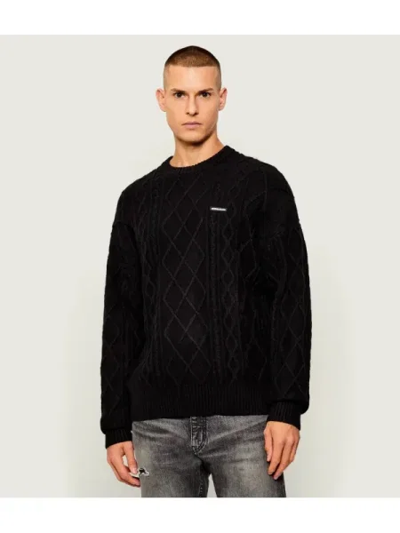 Guess Jeans Pulover | Relaxed fit cu adaos de lână negru