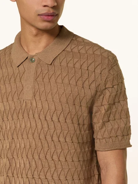 Scotch & Soda Pletené Polo Tričko Regular Fit velbloudí