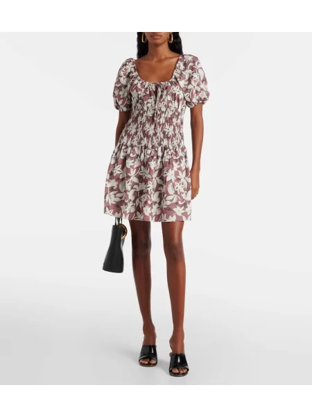 Rochie Faithfull cu model floral din poplin maro