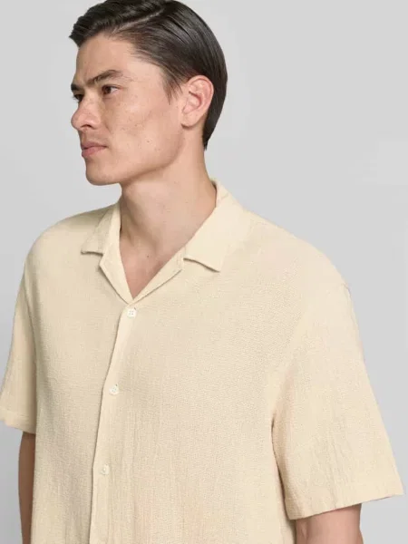 Koszula casualowa o kroju relaxed fit z czystej bawełny model RLXCAL' Selected Homme beżowa