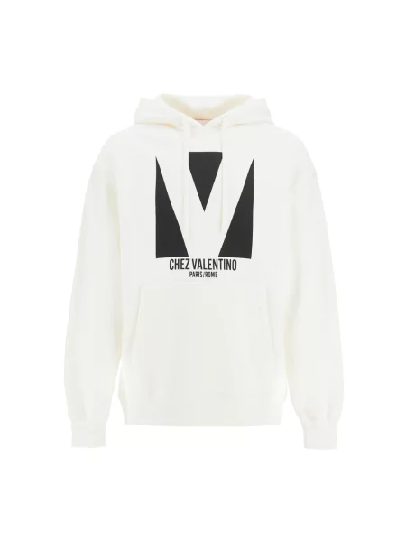 Lniana bluza z kapturem Valentino Garavani biała