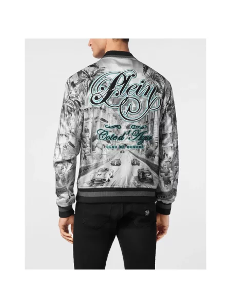 Satynowy kurtka bomber Philipp Plein czarny