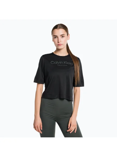 T-shirt Calvin Klein Knit pentru femei tricou de frumusețe negru