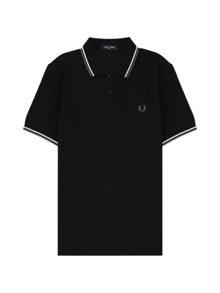 Tricou polo Fred Perry cu broderie cu dungi negru