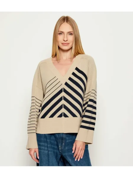 BOSS pulover de lână light bej