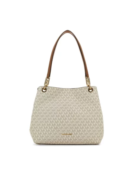 Shopperka Michael Michael Kors płócienna z logo beżowa
