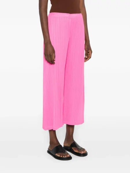 Pantaloni Pleats Please Issey Miyake plisate cu picior lat roz