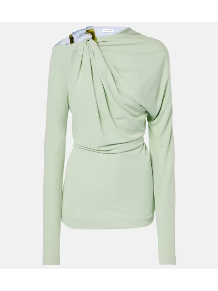 Top Victoria Beckham din jerseu drapat negru