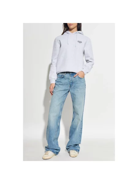 Bluza z kapturem A.p.c. z kapturem z logo szara
