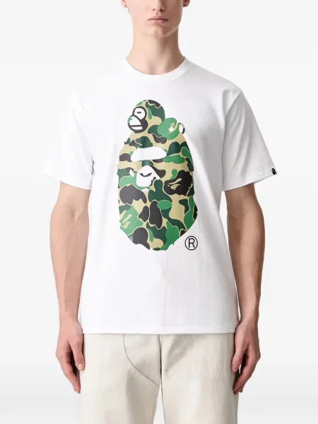 Tricou A Bathing Ape® cu imagine cu model camuflaj alb