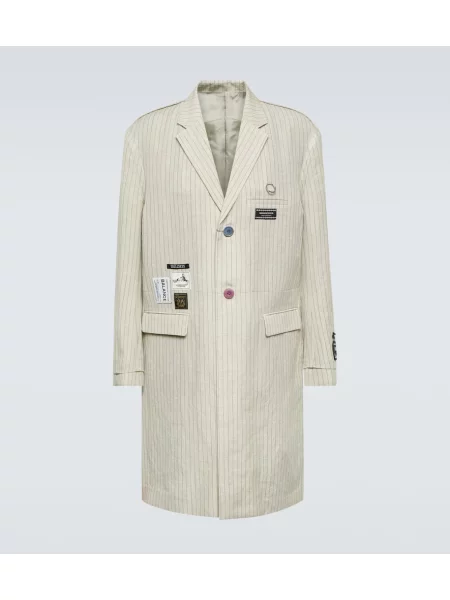 Palton Undercover de lână cu dungi alb