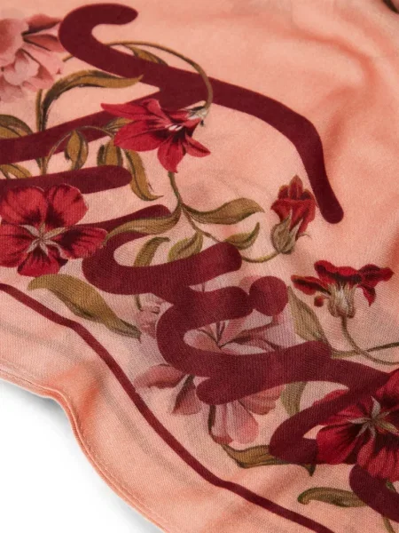 Fular Twinset cu model floral cu imagine roz
