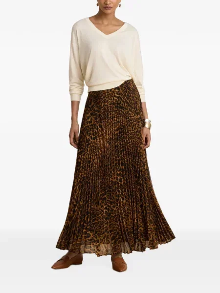 Fustă midi Lauren Ralph Lauren cu model leopard maro
