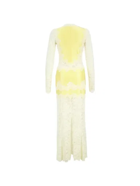 Lung rochie maxi Rabanne din dantelă galben