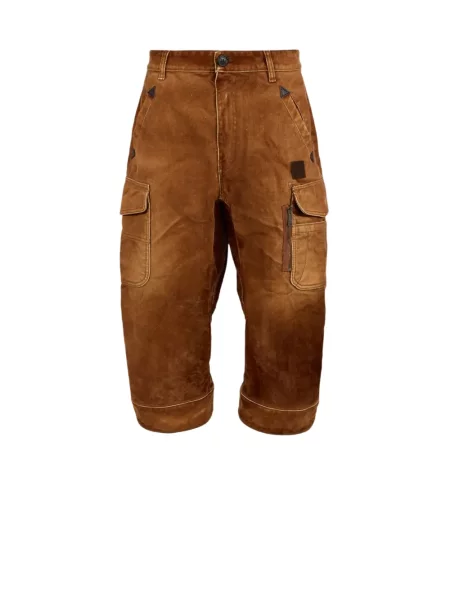 Pantaloni Dsquared2 din piele de căprioară maro